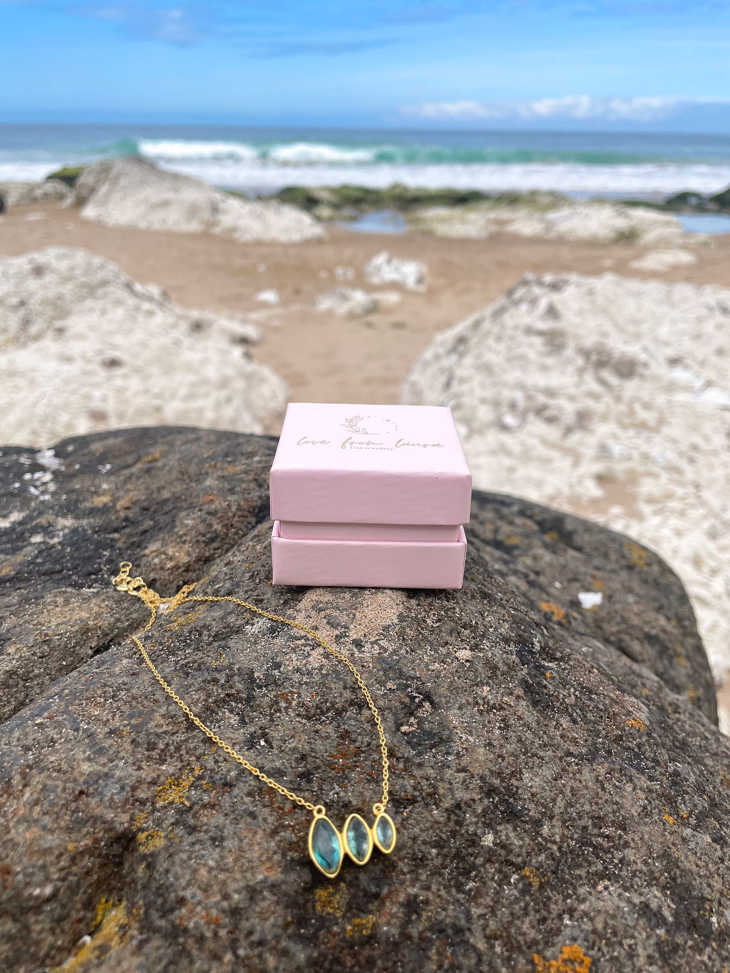 3 Stone Apatite Necklace