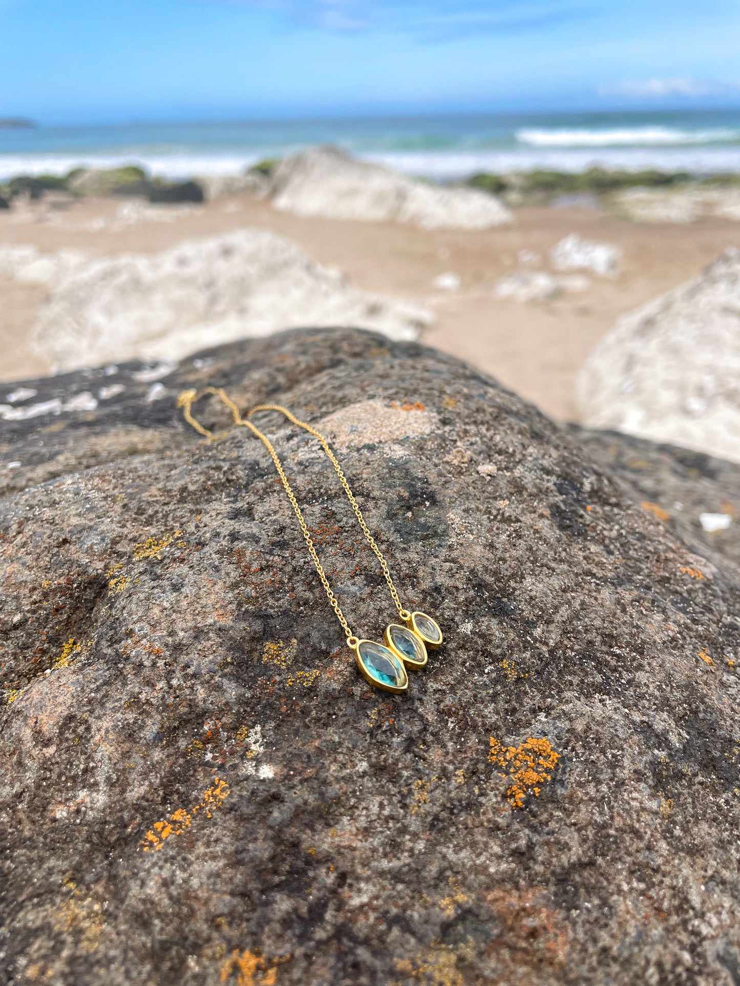 3 Stone Apatite Necklace