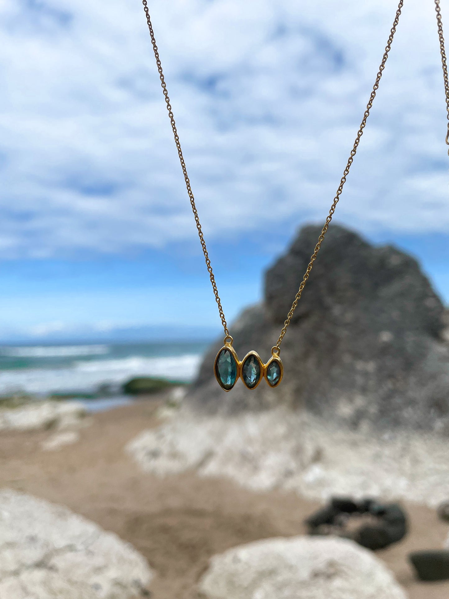 3 Stone Apatite Necklace